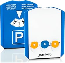 com-four® 2X Disco de Estacionamiento con Raspador de Hielo - Borde de Goma y Chip para Carrito de Compras - Parquímetro de Plástico (02 Piezas - Disco de estacionamiento con Chip)