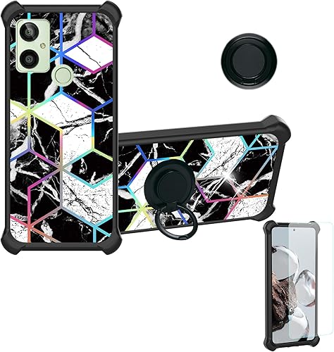 Kalley - Funda plateada C compatible con Kalley Silver C, con protector de pantalla de vidrio templado, soporte de anillo, luz reflectante colorida,