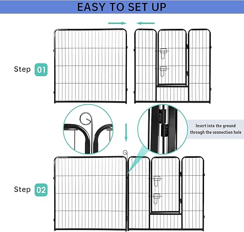 Vista 6 de BestPet - Corralito de 24/32/40 pulgadas de altura para perros de todos los tamaños, 8/16/24/32 paneles, para ejercicio al aire libre, con puertas