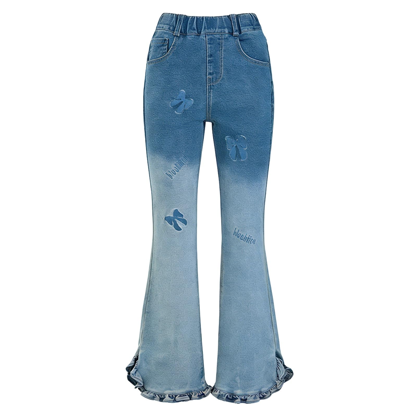 Jean évasé stretch pour filles au style bootcut tendance - 8