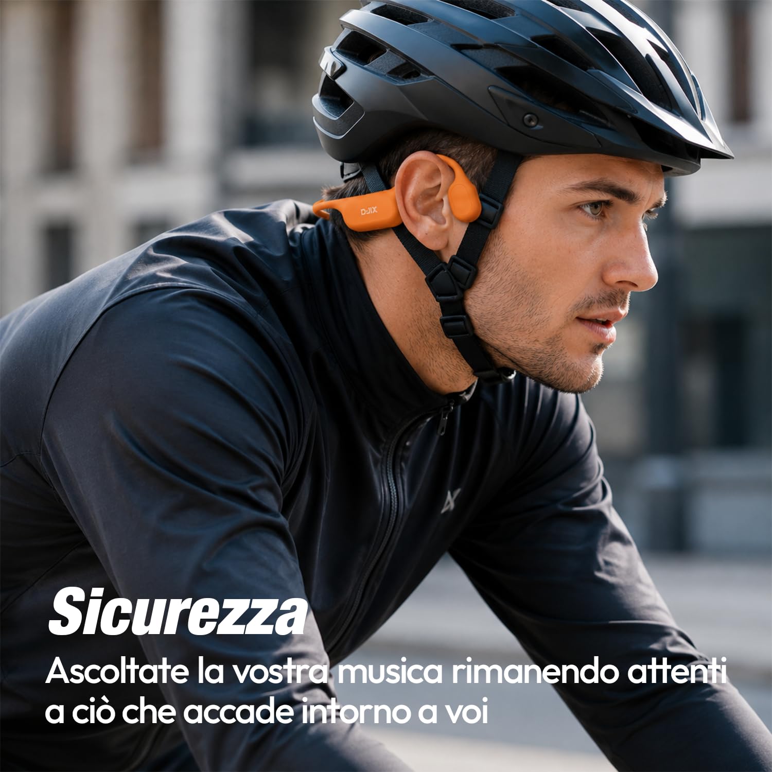D-JIX Triton 600 - Auricolari Bluetooth 6.0 e MP3 32 GB | Impermeabile IP68 | Autonomia 15h | Ricarica Rapida | Microfono Integrato | Ideale Sport & Lavoro (arancione)