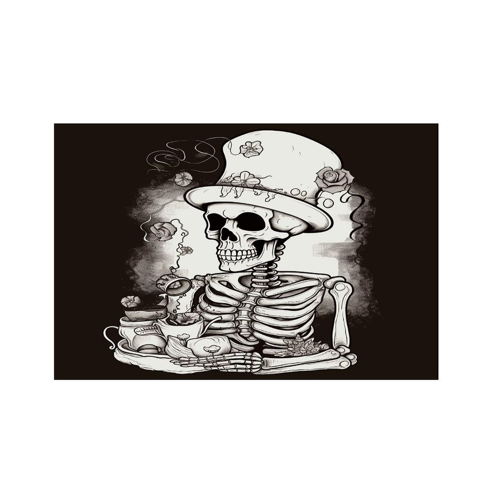 Skeleton Chef Placemats Non-Slip Heat Resistant Table Mats Flax Washable Cloth Place Mats Easy to Clean Premium Placemat for Kitchen Dining Table Decor Party Outdoor