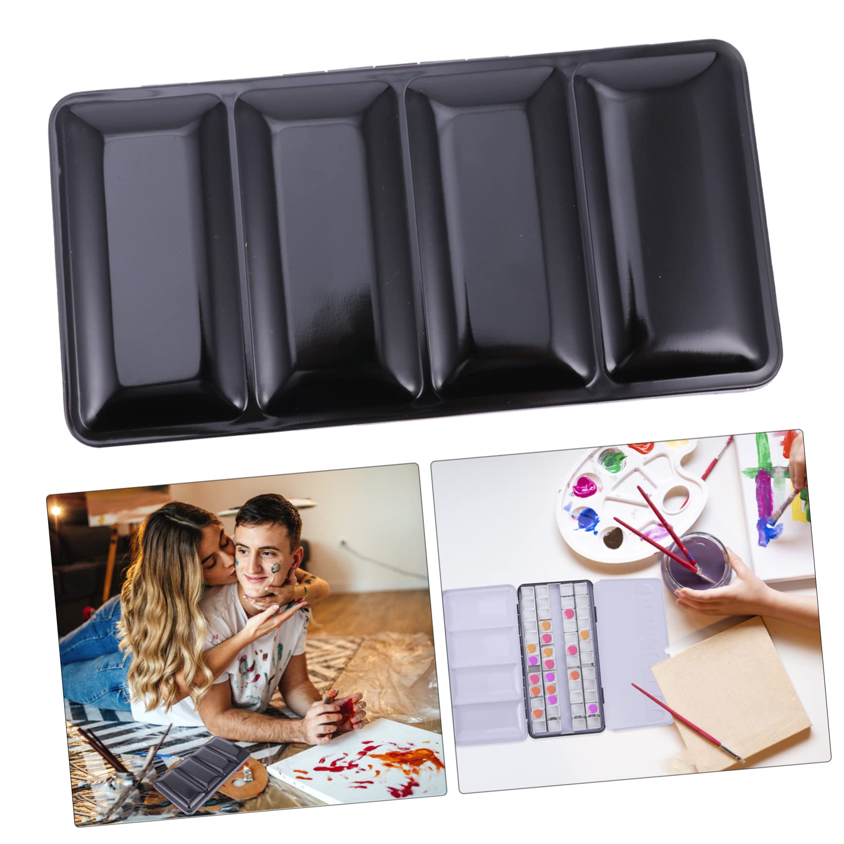 Operitacx Boîte à Pigments Vide pour Aquarelle en Fer et Plastique Noire | Grand Format Pliable, Rangement Sécurisé de Nombreux Godets, Arts Créatifs et Projets Manuels