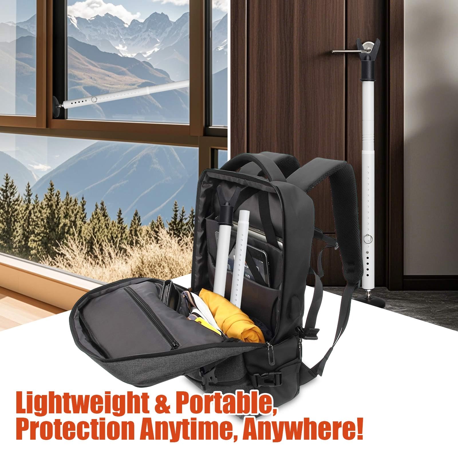 Barra de seguridad para puertas corredizas y ventanas, barra antirrobo resistente, ajustable de 35 a 42 pulgadas, barra de bloqueo de seguridad para puertas de patio, cocina, balcón, deslizadores
