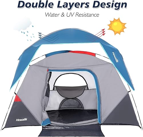 Miniatura 6 de Tienda de campaña para acampar, tienda de campaña fácil de instalar para 4 personas que viajan al aire libre, azul claro