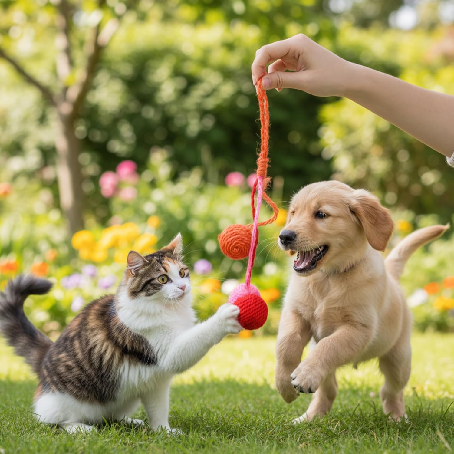 salbsever 2 Pcs Hanging Cat Toys Interactive Cat Toy Sisal Rope Ball Cats Scratching Rope Replacement Cats Cage Accessories for Indoors Fun image 5