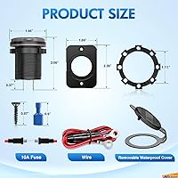 Vista 5 de Nilight Enchufe USB PD tipo C y QC 3.0 USB de carga rápida 12V 24V Enchufe de coche Voltímetro Interruptor de encendido/apagado Kit de alambre