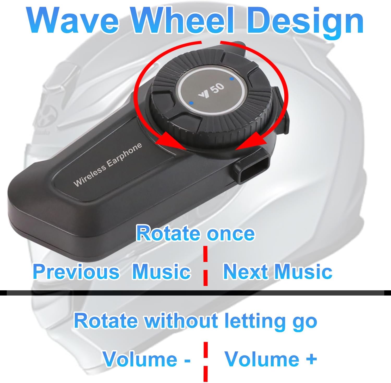 Motorcycle Helmet Bluetooth Headset - Skiing Earphone Waterproof Helmet Headset with Noise Cancellation Ultra-Thin Wireless Headphones Works with All Helmets image 3 of 8 B0F83NZ163