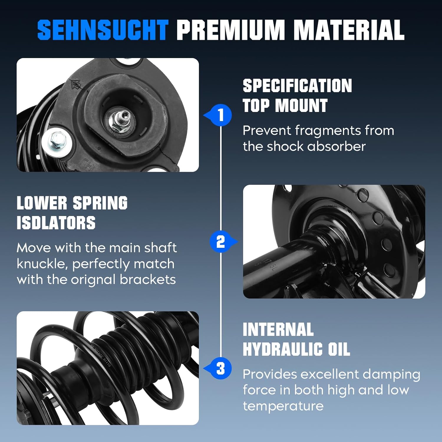 Front Spring Strut Shock Absorber for Nissan Sentra 2014 2015 2016 2017 2018 2019(Only for 1.8L, Not for 1.6L), Complete w/Coil Struts Shocks Assembly Absorbers Replace for 172948 172947
