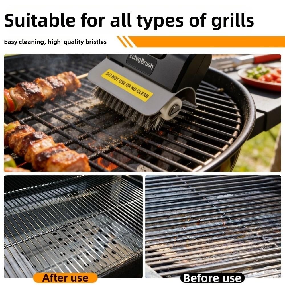 Limpiador de parrilla de barbacoa, cepillo de rodillo de alta velocidad de acero inoxidable, herramienta recargable por USB inalámbrico para rejillas de barbacoa al aire libre con 1 cabezal de cepillo