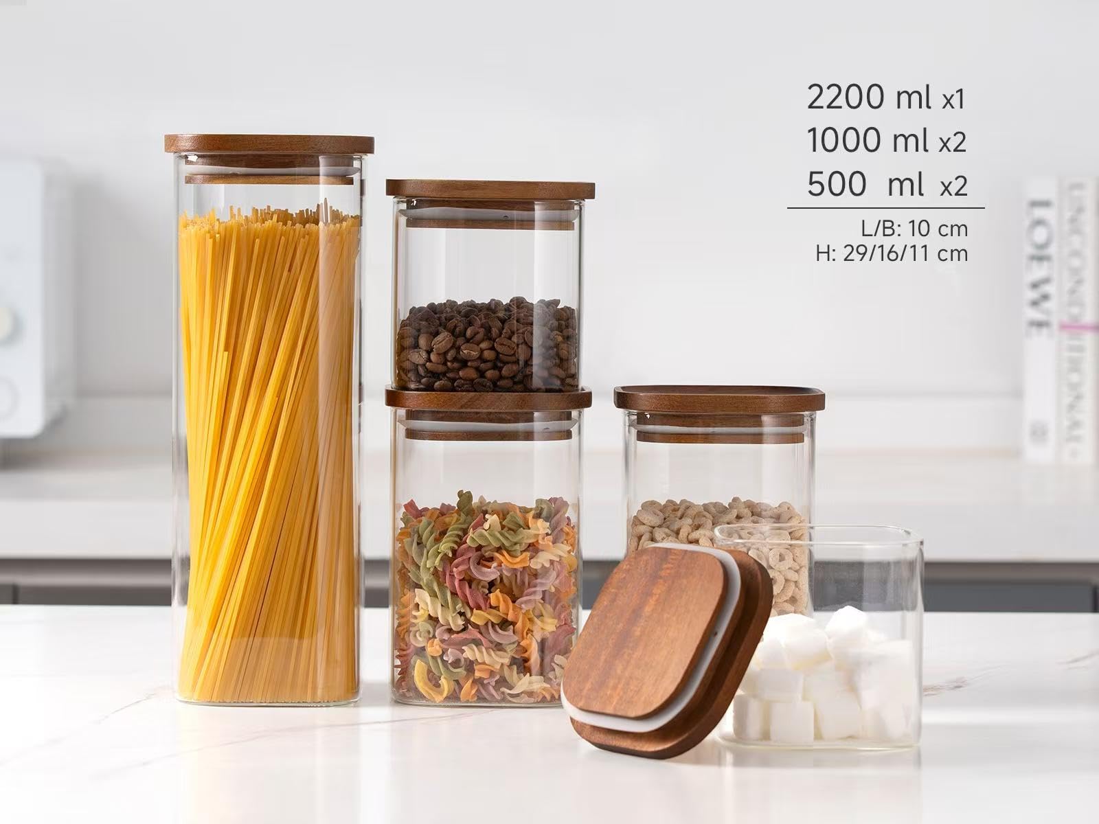 FINEW Set Di 10 Barattoli In Vetro Con Coperchio Ermetico: Misure Diverse (da 350 Ml A 2500 Ml) Per Organizzare Pasta, Cereali E Spezie In Cucina!