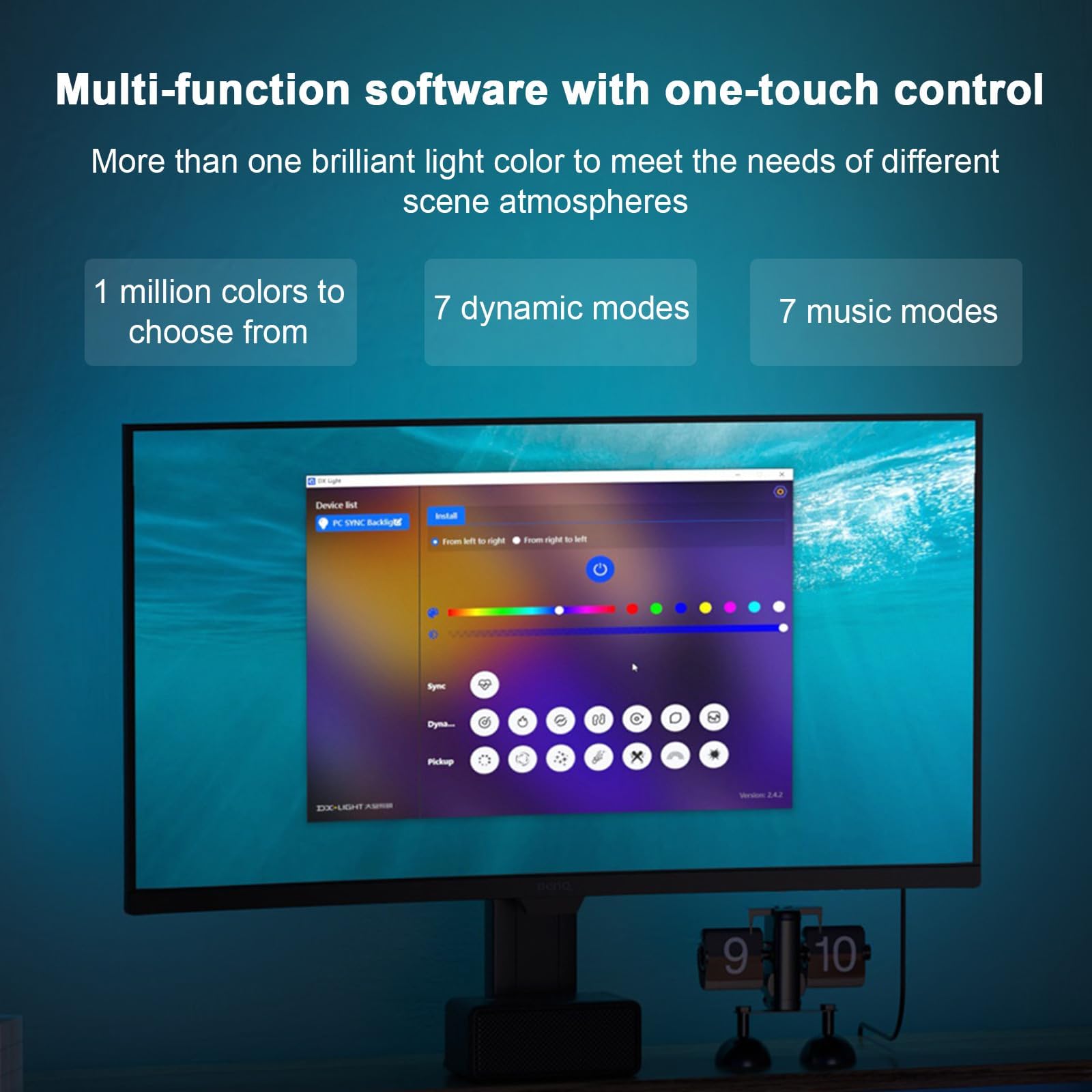 Tira de luces LED para monitor de PC de 32 pulgadas, retroiluminación RGB para sincronización de pantalla con control de aplicación inteligente, decoración de sala de juegos y escritorio, 4