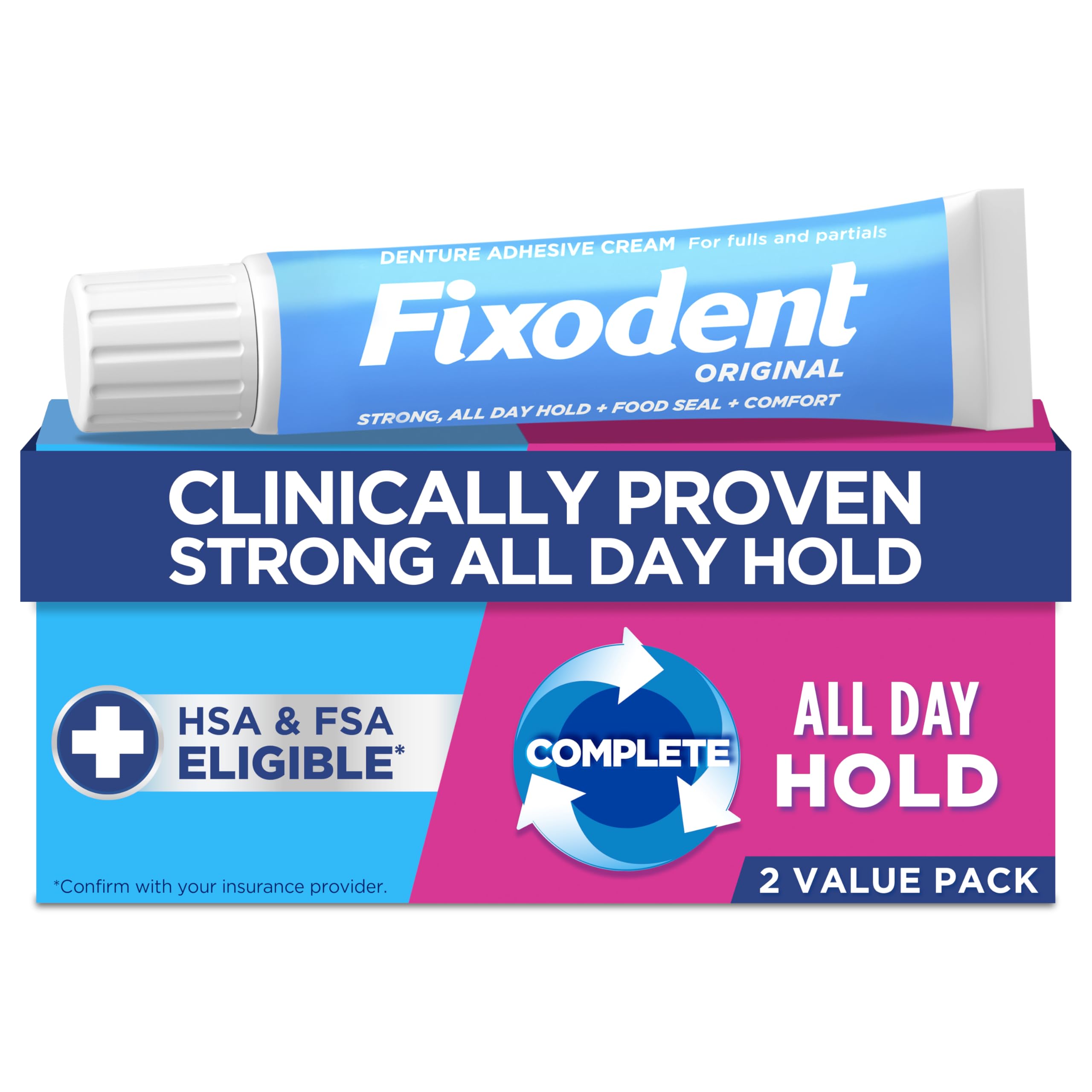 Fixodent Complete Original Denture Adhesive Cream Twin Pack 4.8 Oz