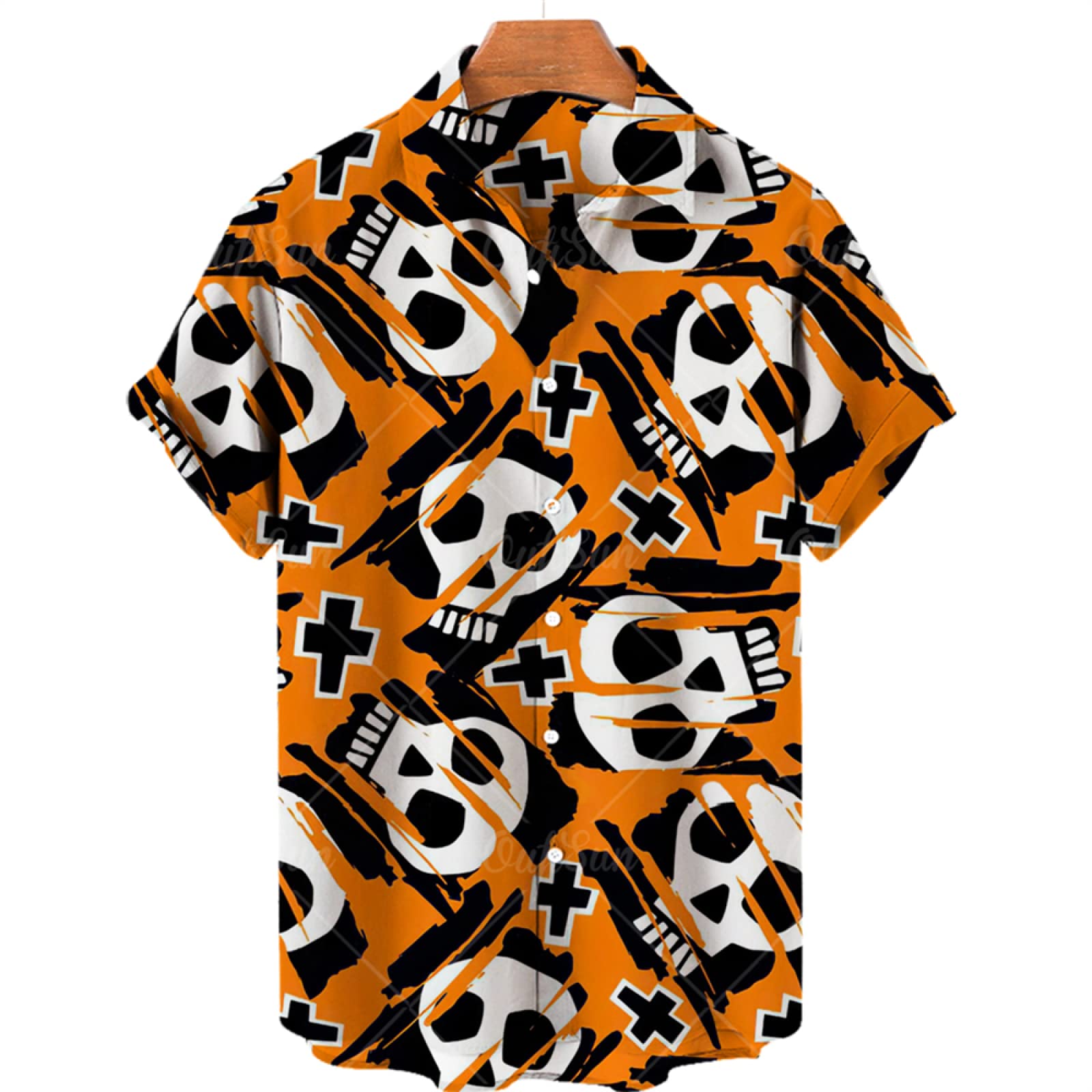 Generic Camisa De Calavera Hawaiana De Verano para Hombre, Camisa De Playa con Estampado 3D 5XL, Camisas Informales con Botones De Manga Corta