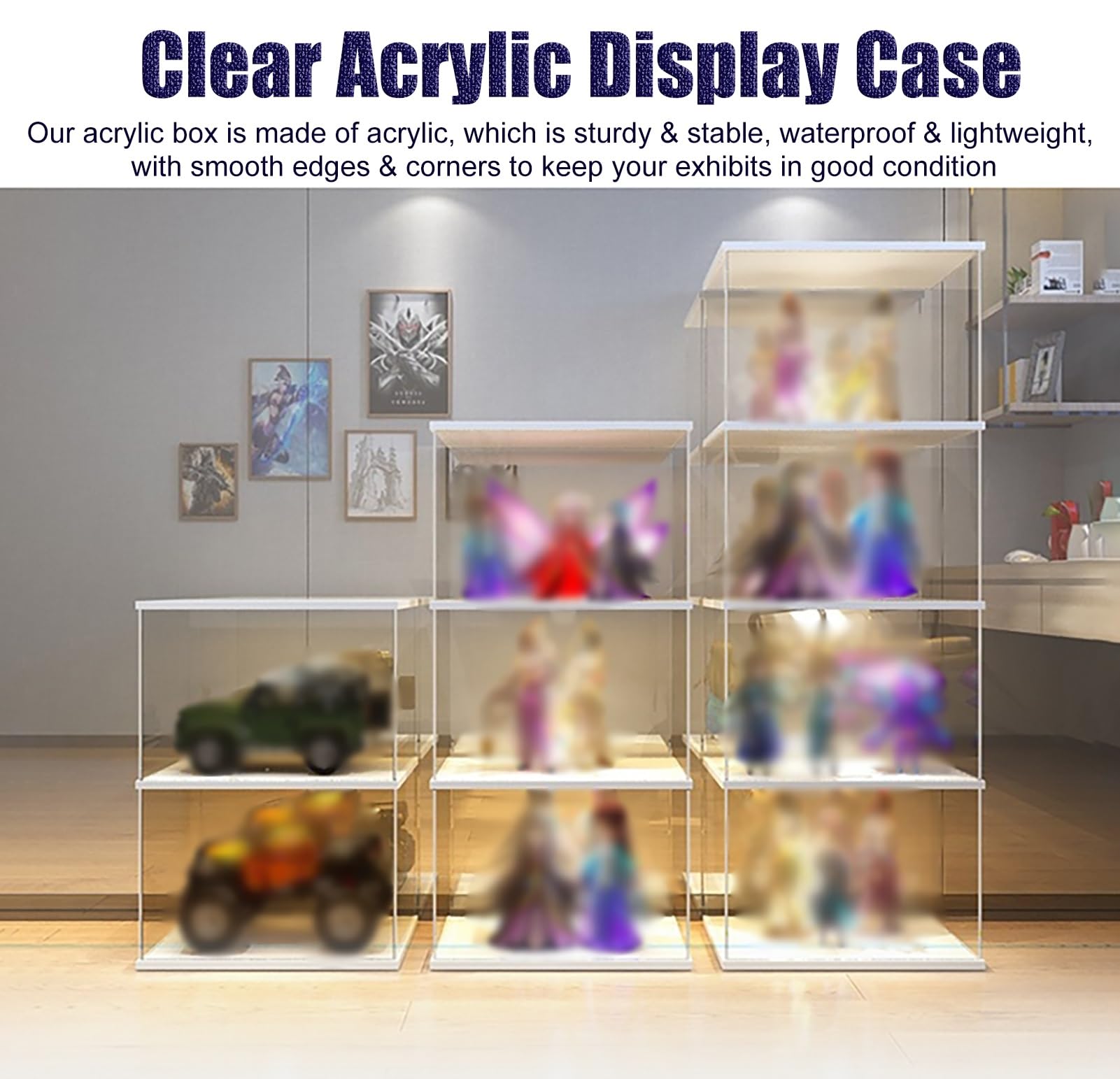 Urna Metacrilato Vitrinas Grandes de Acrílico Transparente, Vitrina de Plástico Rígido con Tapa y Base, Cubierta Antipolvo Autoensamblable para Maquetas/Coleccionables(L15xW30xH20cm/6x12x8)