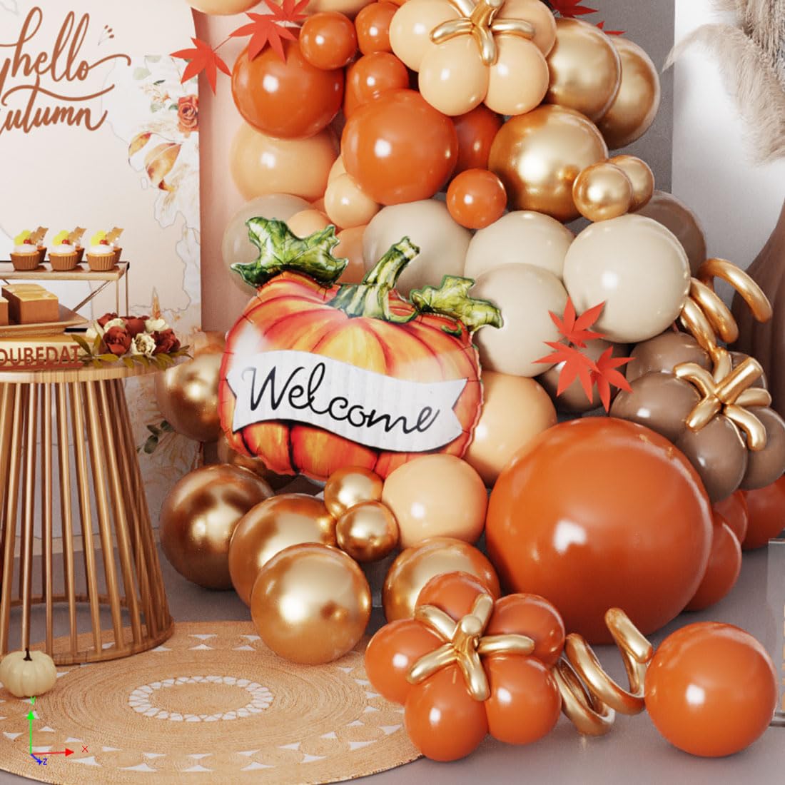 Adeyoo Fall Thanksgiving Balloon Arch Garland Kit - Burnt Orange Balloon Arch With - View #9
