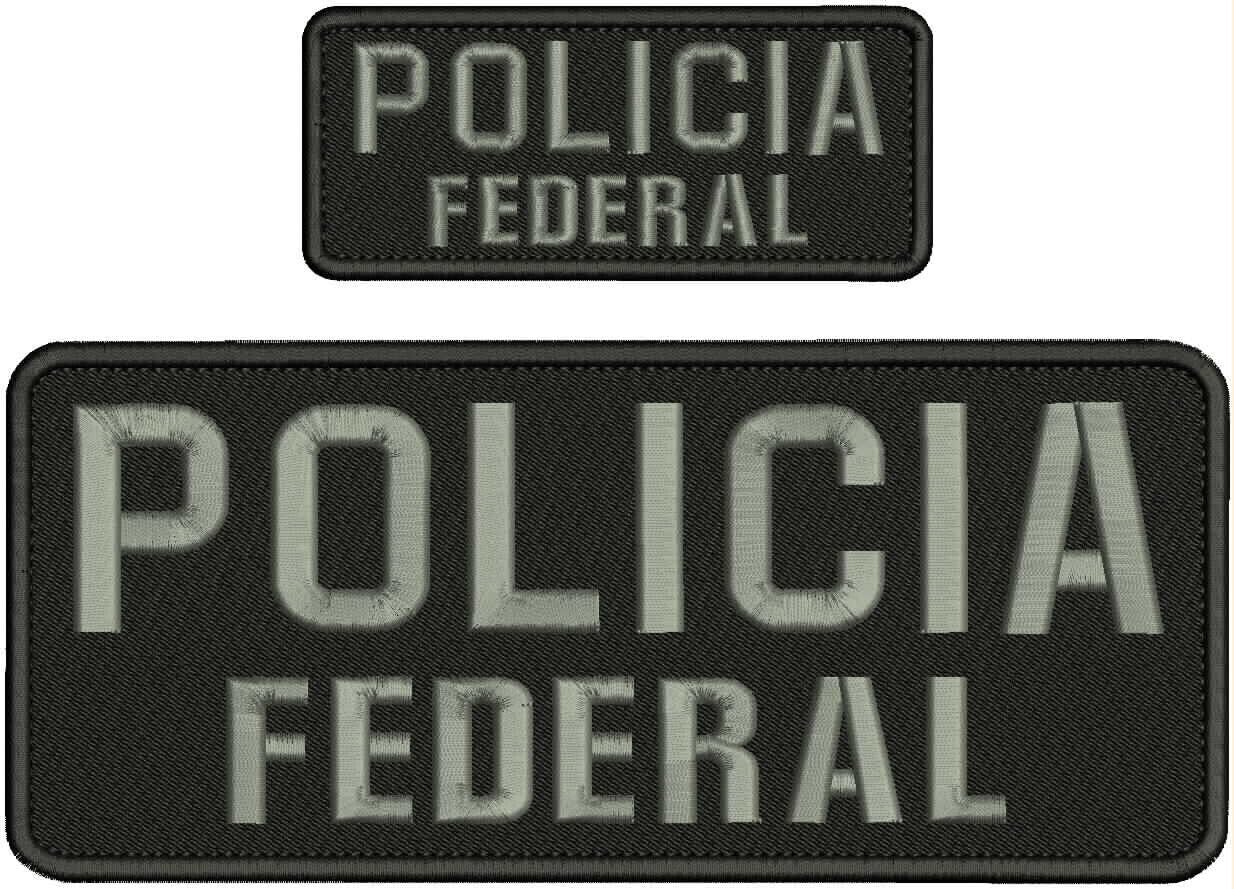 Special Patches for Velcro Patches for Uniform for POLICIA Federal EMB Patch 4X10 and 2X5 Hook ON Back Black/Gray Model-Q-X988-1795
