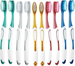 WLLHYF Extra Soft Toothbrushes for Sensitive Gums, Portable Manual Toothbrush, Ultra Clean Bristle Toothbrush, Teeth Brushing for Adults, Children, Seniors (Gold, Silver, Blue, Red, Green, Set of 10)