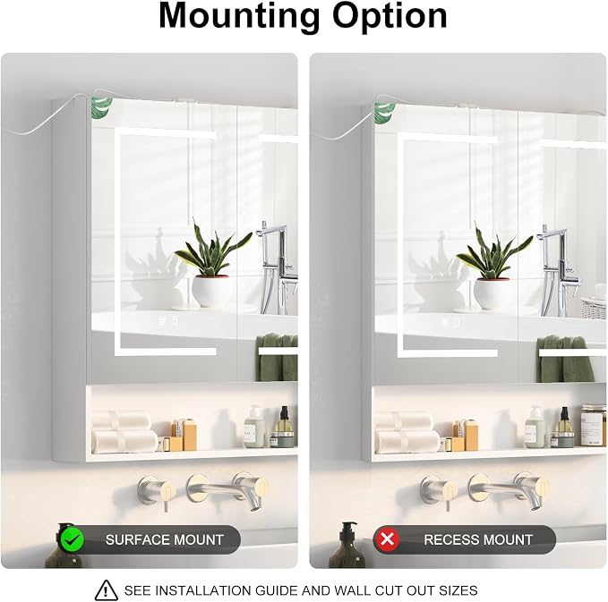 Botiquín para baño con espejo y luz LED, 2 puertas, 31.5 pulgadas ancho miniatura 6