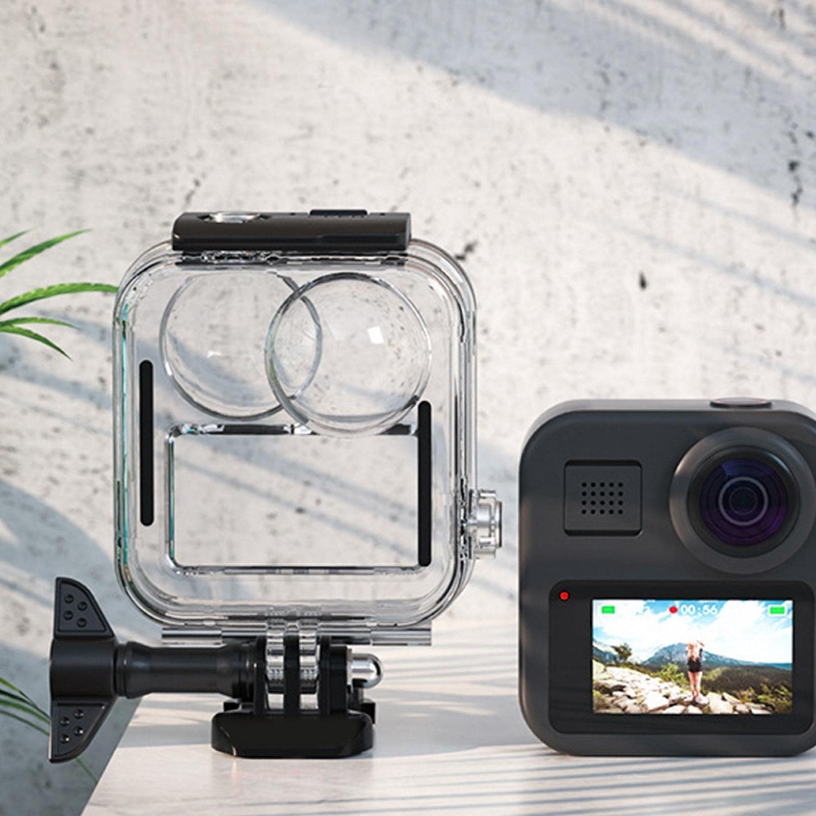 Custodia impermeabile per action cam, custodia protettiva per action camera panoramica, custodia impermeabile regolabile per fotocamera subacquea con profondità di 20 m, accessorio per immersioni esti