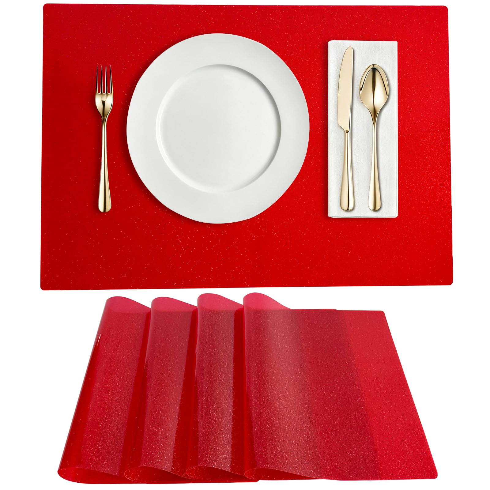 Set de table en PVC Kasepie rouge résistant à la chaleur et facile à nettoyer