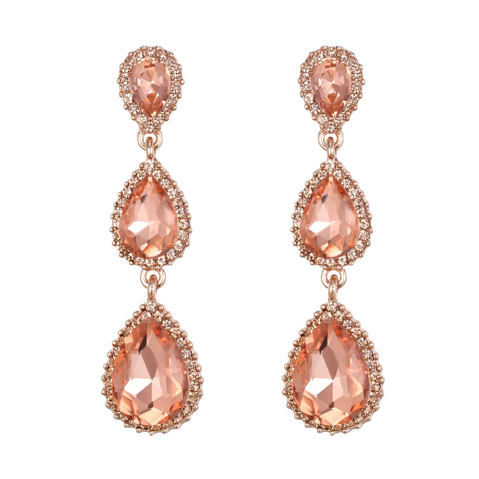 Clearine Pendientes de Mujer - Clearine Pendiente en Forma de Bolita, Estilo Precioso Cristales para Boda Novia Fiesta