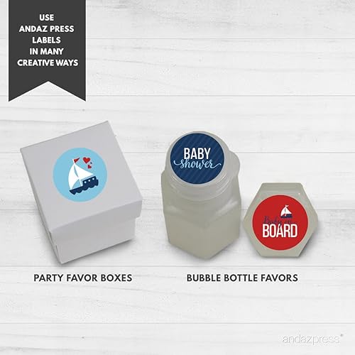 Miniatura 2 de Andaz Press Náutico Baby on Board Boy Girl Twins Género Neutral Baby Shower Colección, Trío de calcomanías de gota de chocolate para fiesta, se