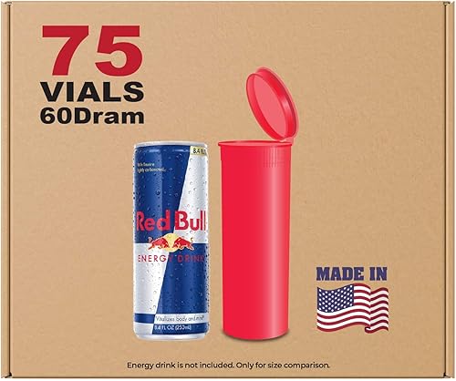 W Gallery 75 frascos de fresa  Botella de 60 DRAM Pop Top  Contenedores herméticos a prueba de olores  Botellas de plástico de grado médico para