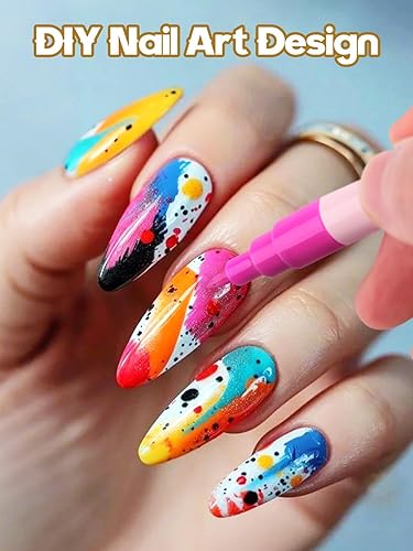 Miniatura 3 de EBANKU Juego de 24 pinceles de arte de uñas con tinta acrílica acuosa, pinceles de esmalte de uñas de 0.7 mm, pincel de pintura acrílica de secado