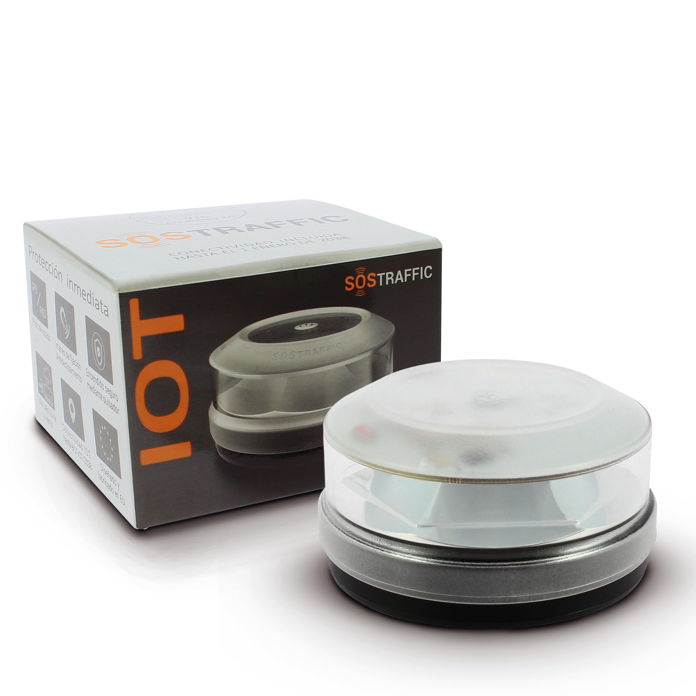 S SUMEX Emergency Light V16 with Geolocation Approved by the DGT Beacon V16 SIM Built-in and Activated IP-54 Rating Visibility to more than 1 Km Magnetic Base Pilot Connection Indicator