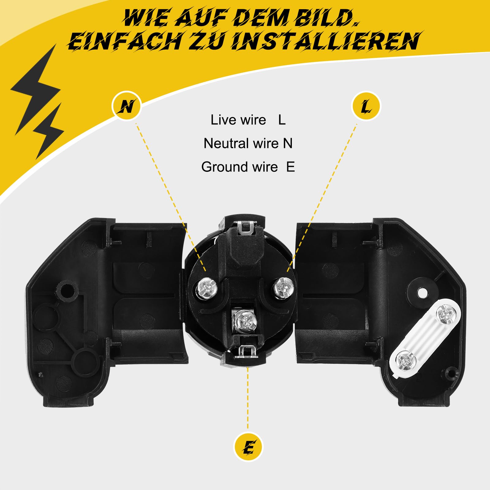 4 Piezas Enchufe Schuko Clavija Enchufe Schuko Macho 250V 16A Enchufe Macho Enchufe de Contacto a Tierra IP20 Protección Negro