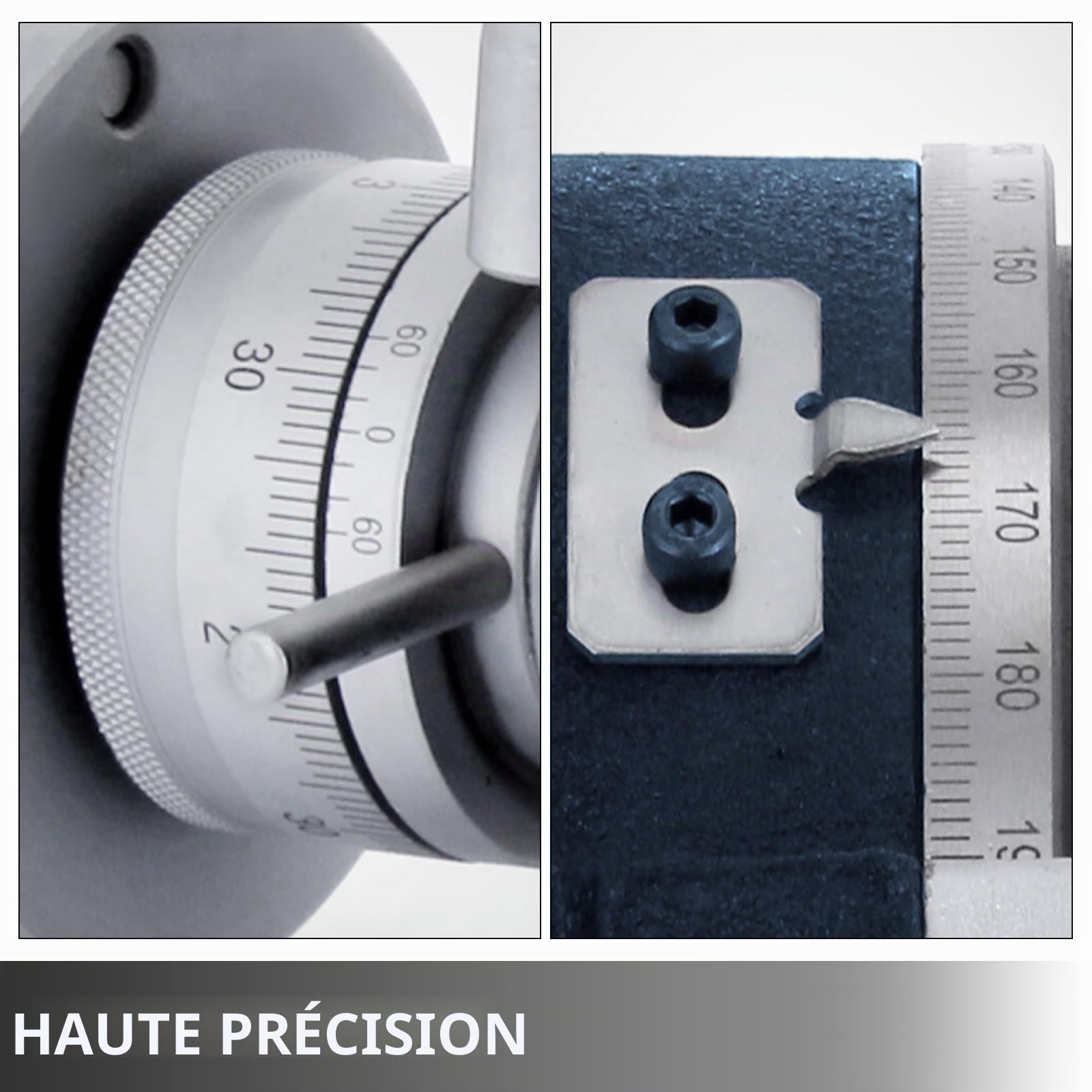 VEVOR Tête de séparation, tête d'indexation verticale horizontale à 4 fentes de 5,9 po/150 mm, ensemble semi-universel de fraisage HT200 avec cadran de réinitialisation d'échelle de précision et