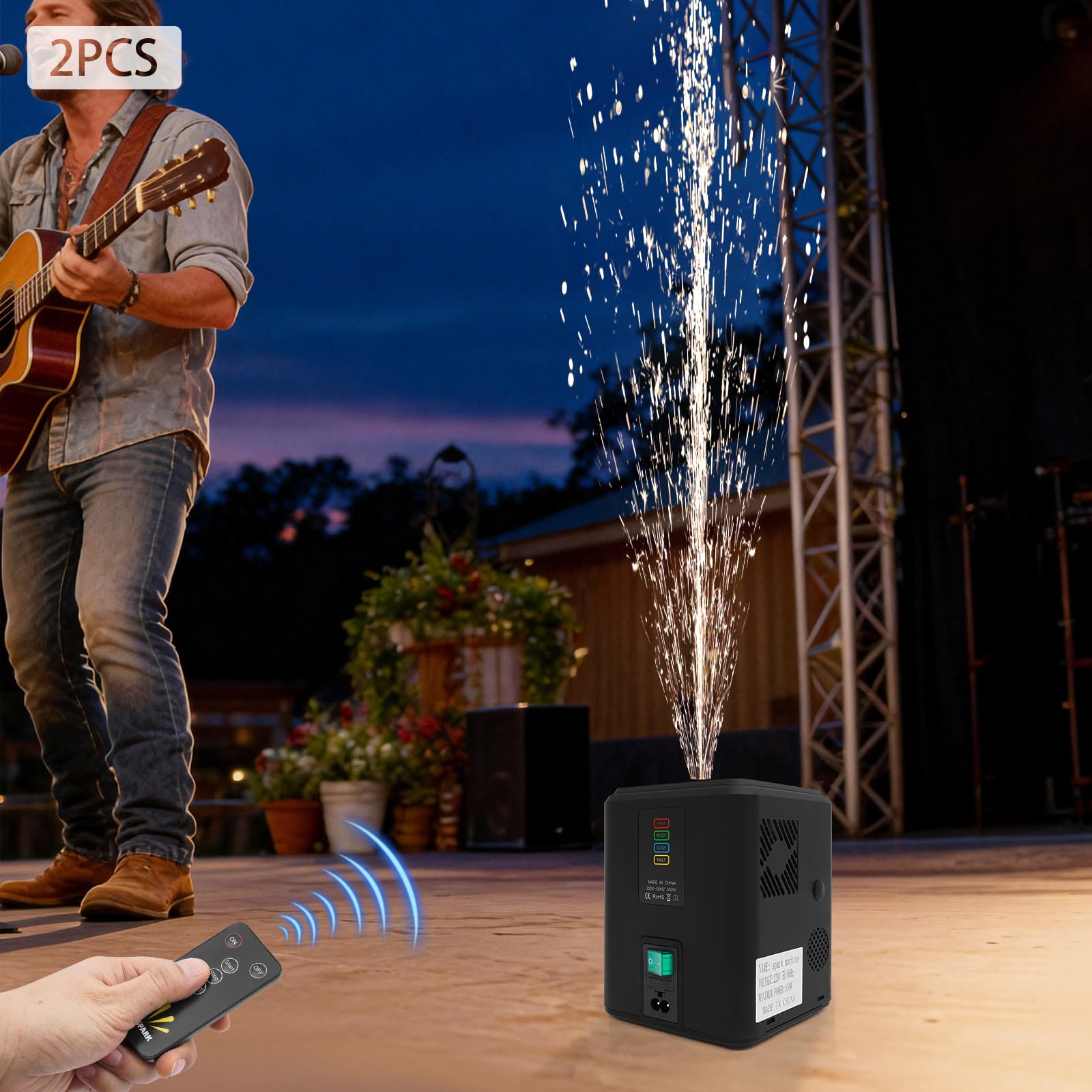 Macchina elettronica pirotecnica da 350 W, mini macchina per scintille a freddo, portatile, con telecomando, effetto palcoscenico verticale, per feste DJ, eventi sportivi