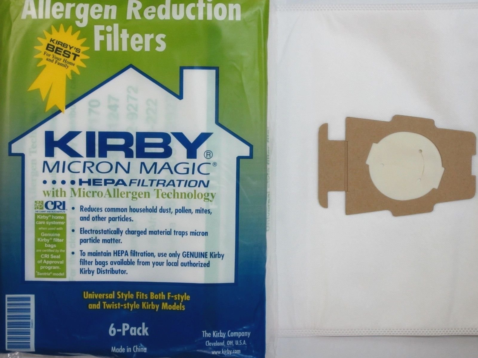 Kirby Vacuum, Polypropylene, White, 6 Bags Plus Belt