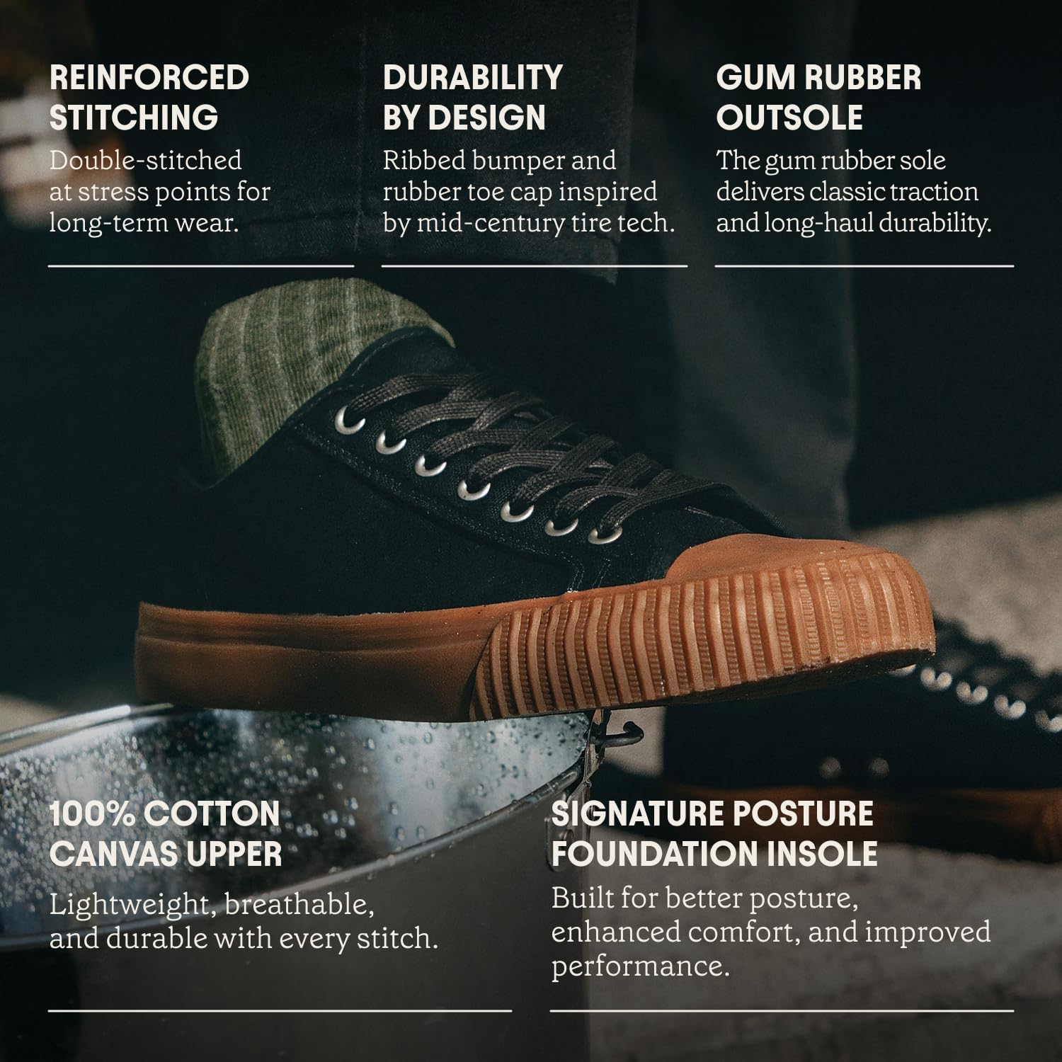 Center Lo Off-White/Gum Canvas/Gum Rubber Sneakers - Image 6