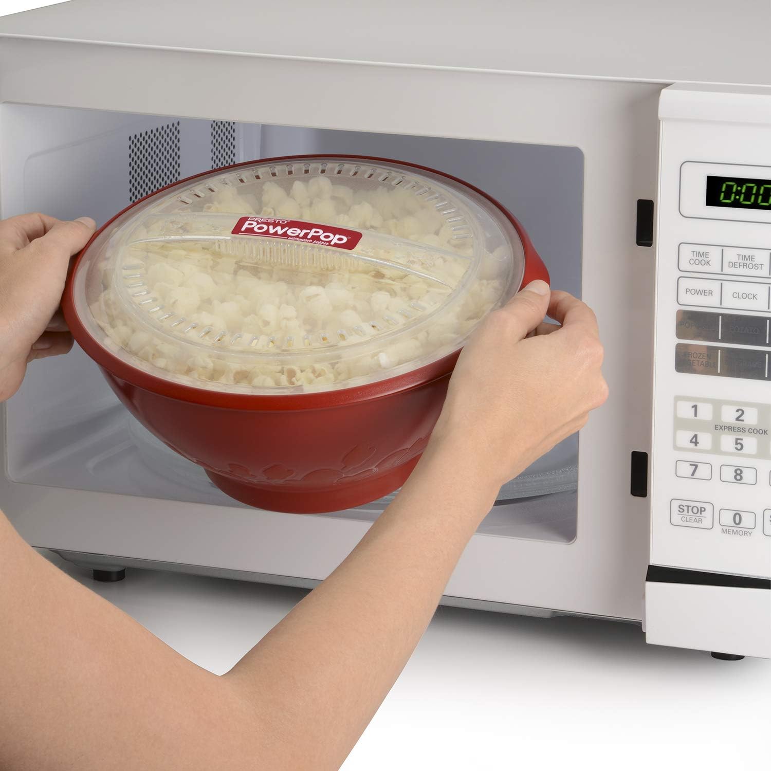 Presto PowerPop Microwave Popcorn Popper, 3Qt, Red