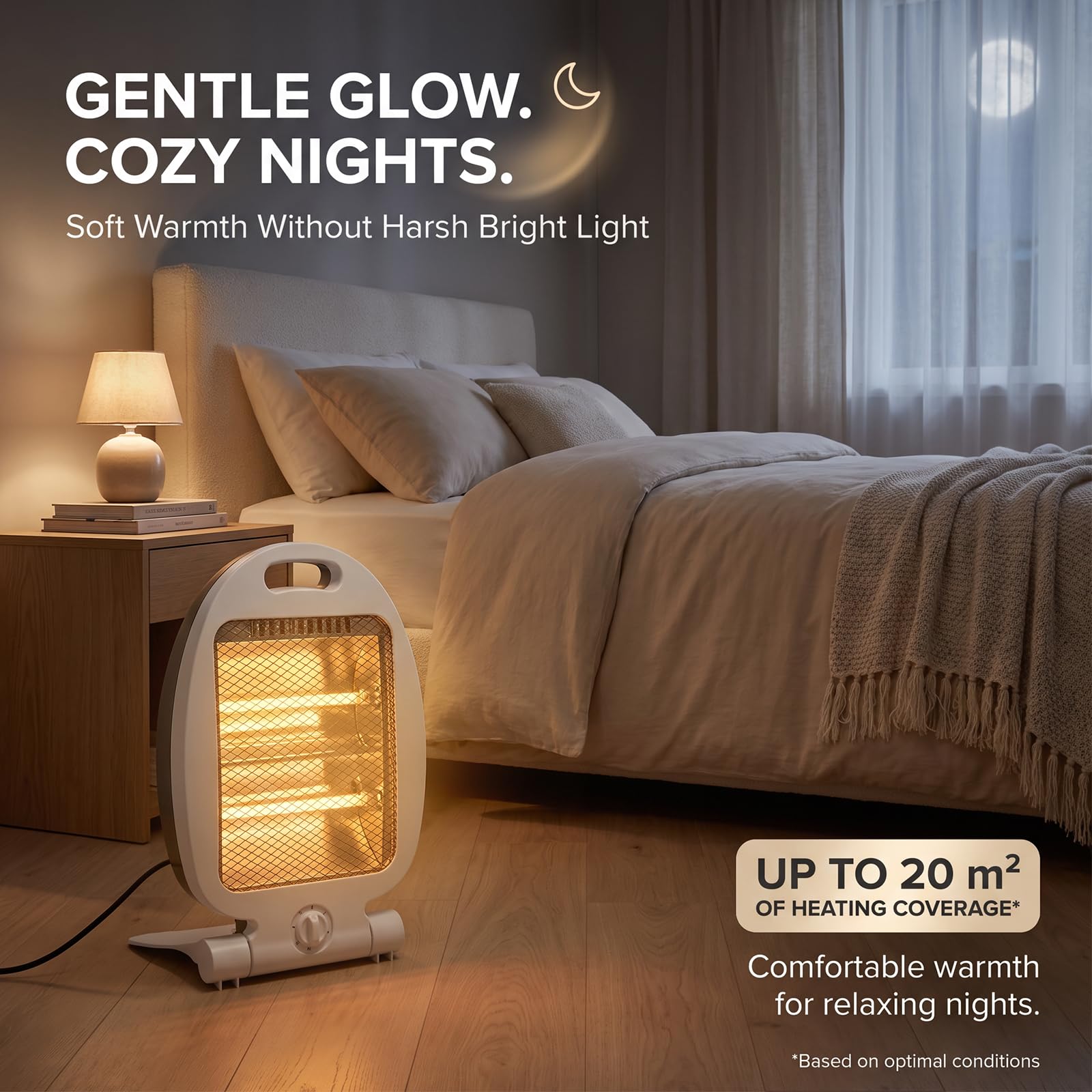 Stufa elettrica al quarzo, termoventilatore bianco