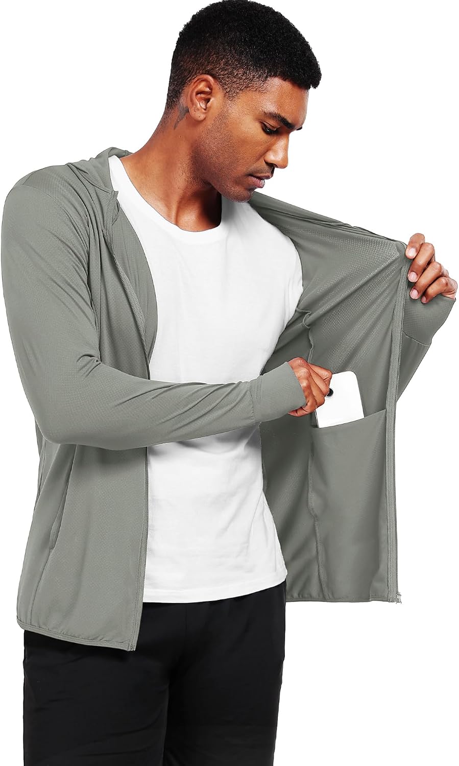 NELEUS Men's Workout Fishing Shirts UPF 50+ Light Jacket Full Zip Sun Protection Long Sleeve Hoodie for Men Hiking