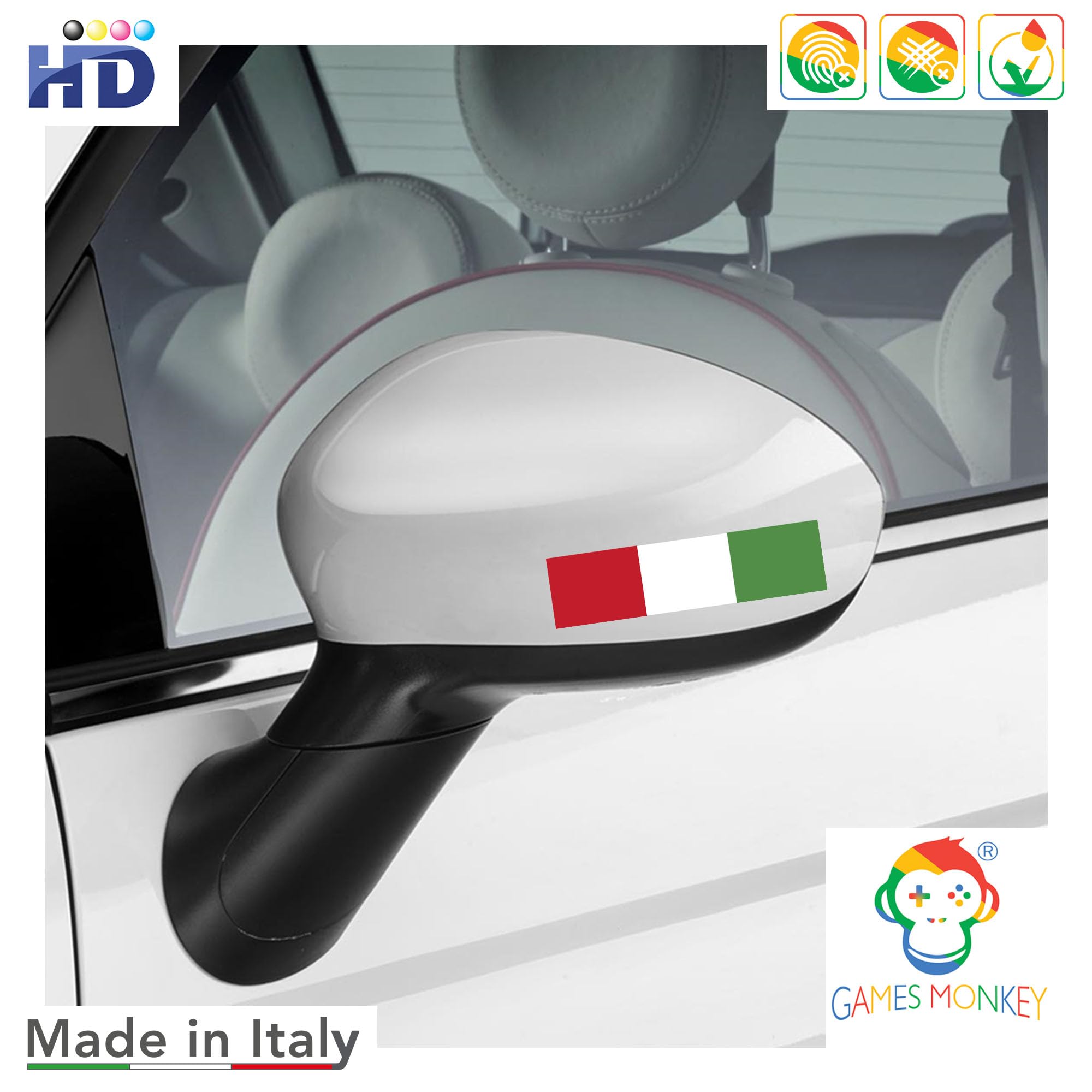 6 Adesivi Bandiera Italiana Per Auto/Moto - 9x3cm, Vinile Resistente - Foto 8