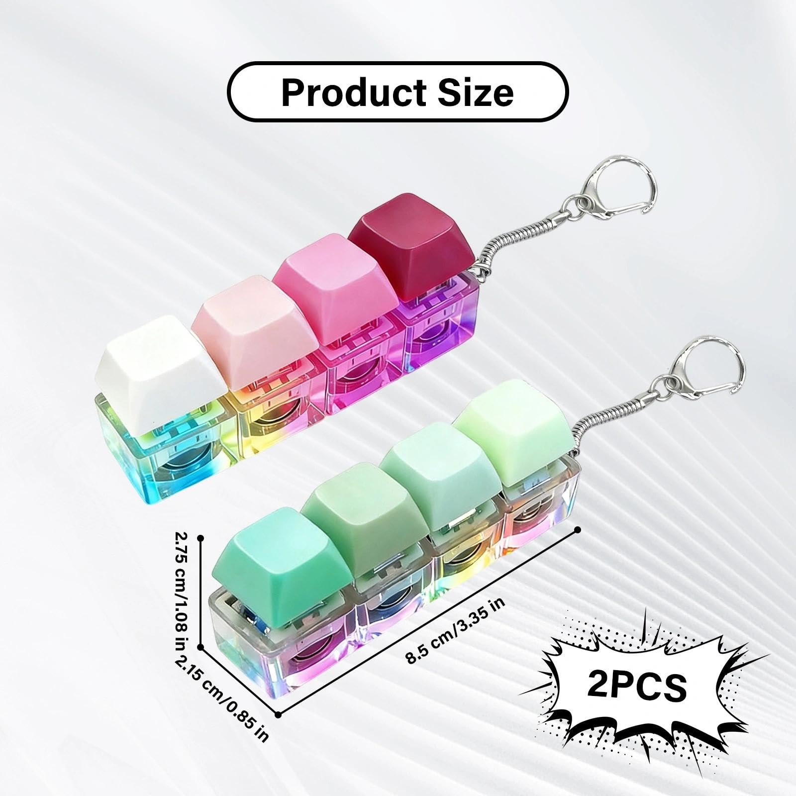 2 Pcs Light Up Keyboard Fidget, Colorful 4 Buttons Fidget Keyboard, Portable Stress Relief Keyring, Ideal Stress Relief Gifts - Image 2