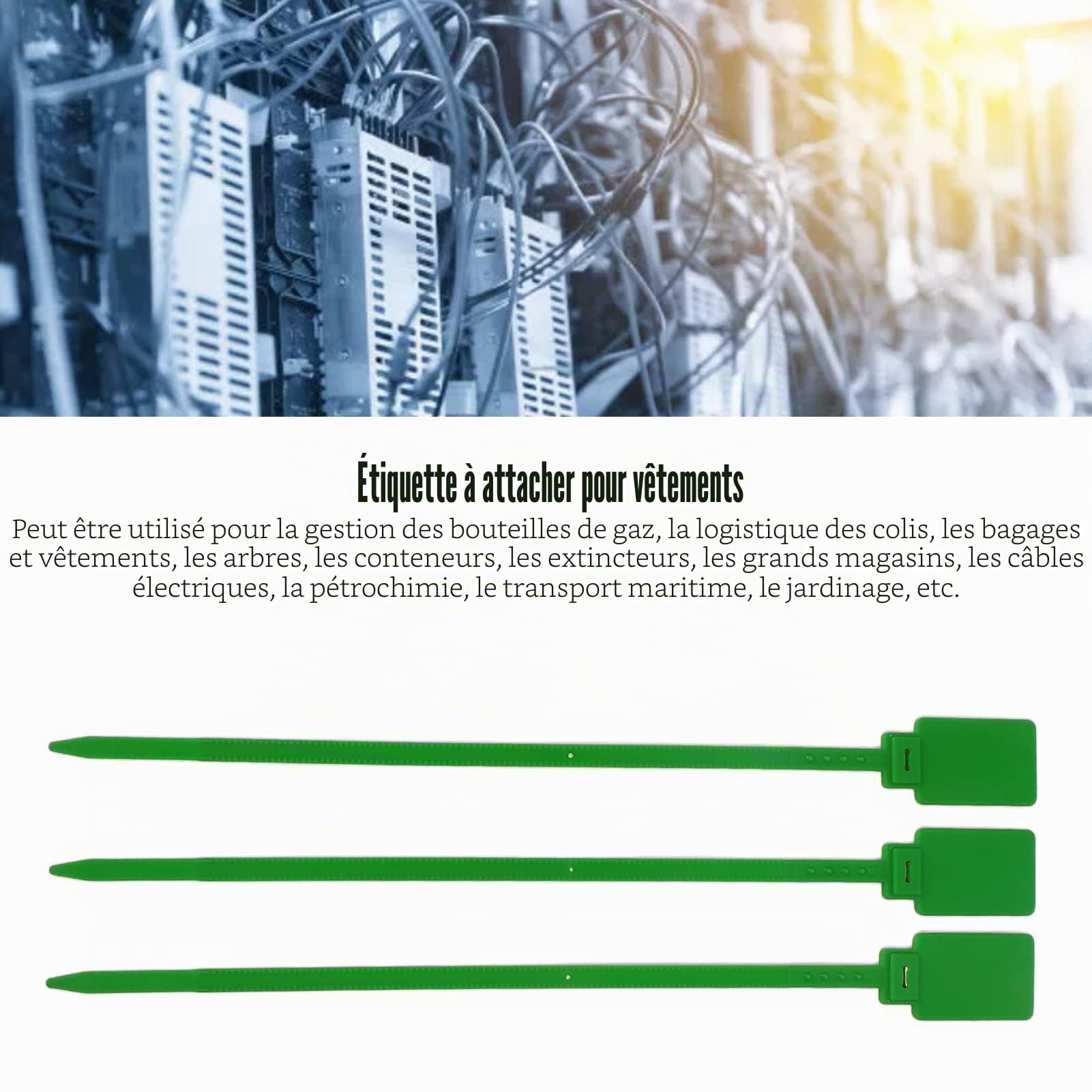 50 Pcs 915MHz UHF RFID Etiquette d'attache de Câble Zip, Etiquettes en Plastique Vierges et étanches, Etiquette de Marquage Lisible et Inscriptible, Puce Intelligente