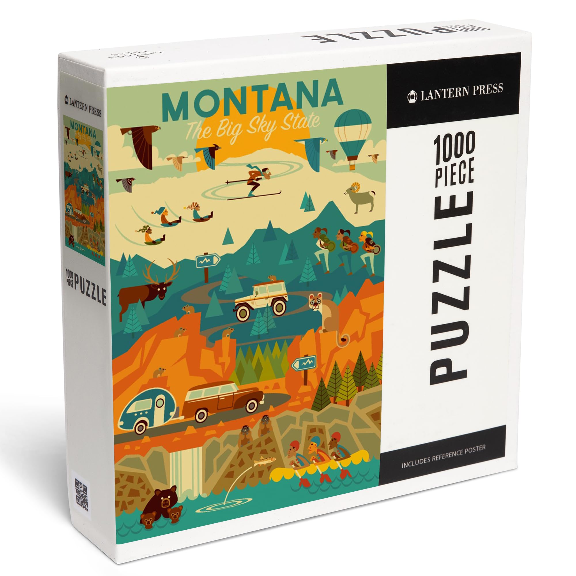 Lantern Press Montana, The Big Sky State, Geometric 1000 Piece Jigsaw Puzzle for Adults, Made in USA with Reference Poster