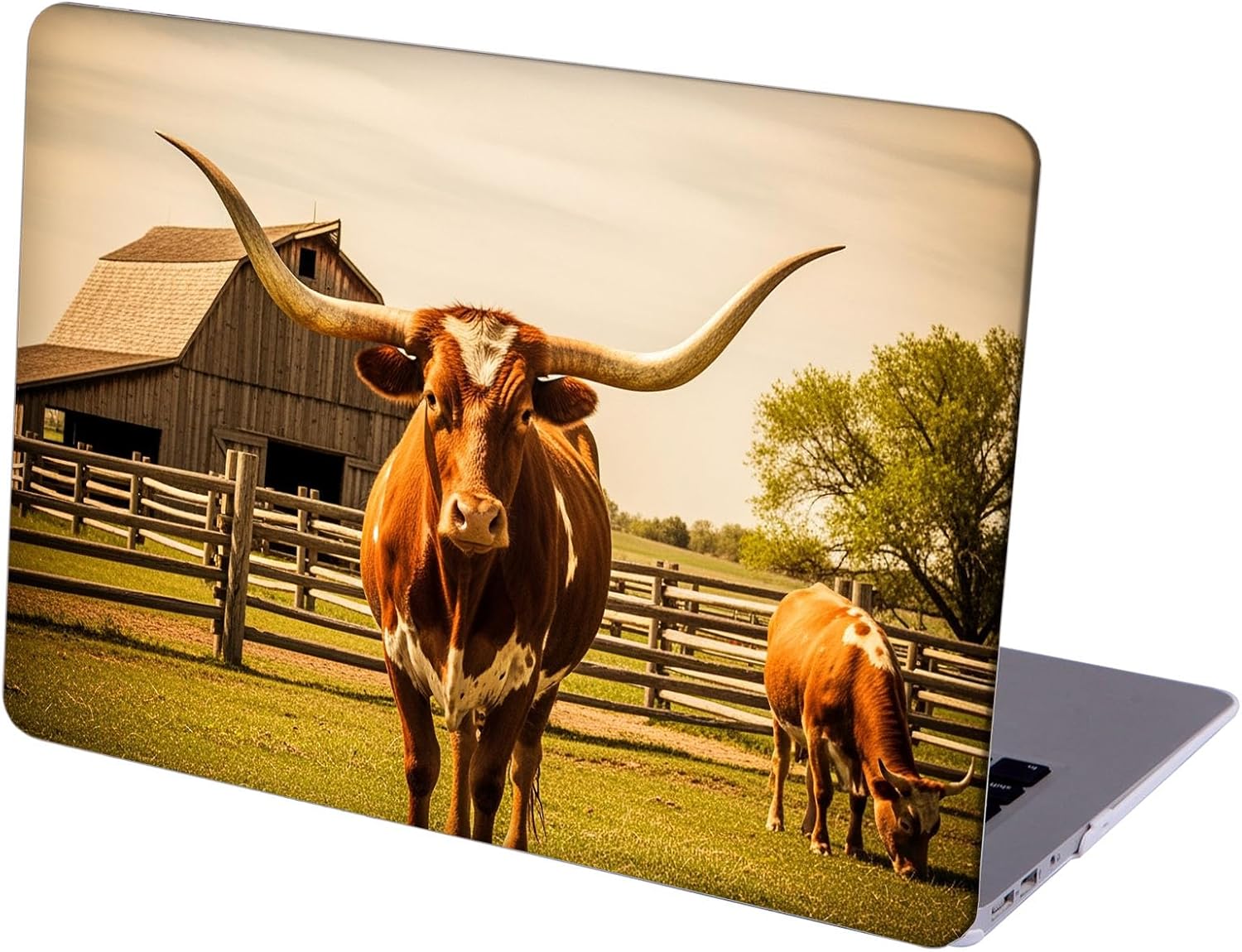 Compatible with MacBook Air 15.3-inch, Hard Shell Case with Keyboard Cover and Screen Protector (A2941 M2 / A3114 M3 / A3241 M4 / A3448 M5, 2023-2026) - Longhorn Cattle MC24996
