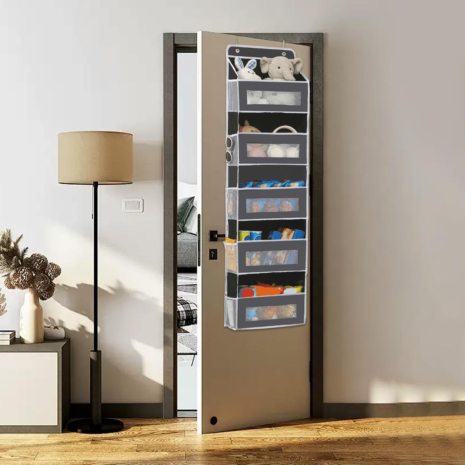 Organizador de puerta de armario, almacenamiento sobre la puerta | gran capacidad, estante de pared, bolsas de almacenamiento, almacenamiento de puertas para baño, despensa, dormitorio,
