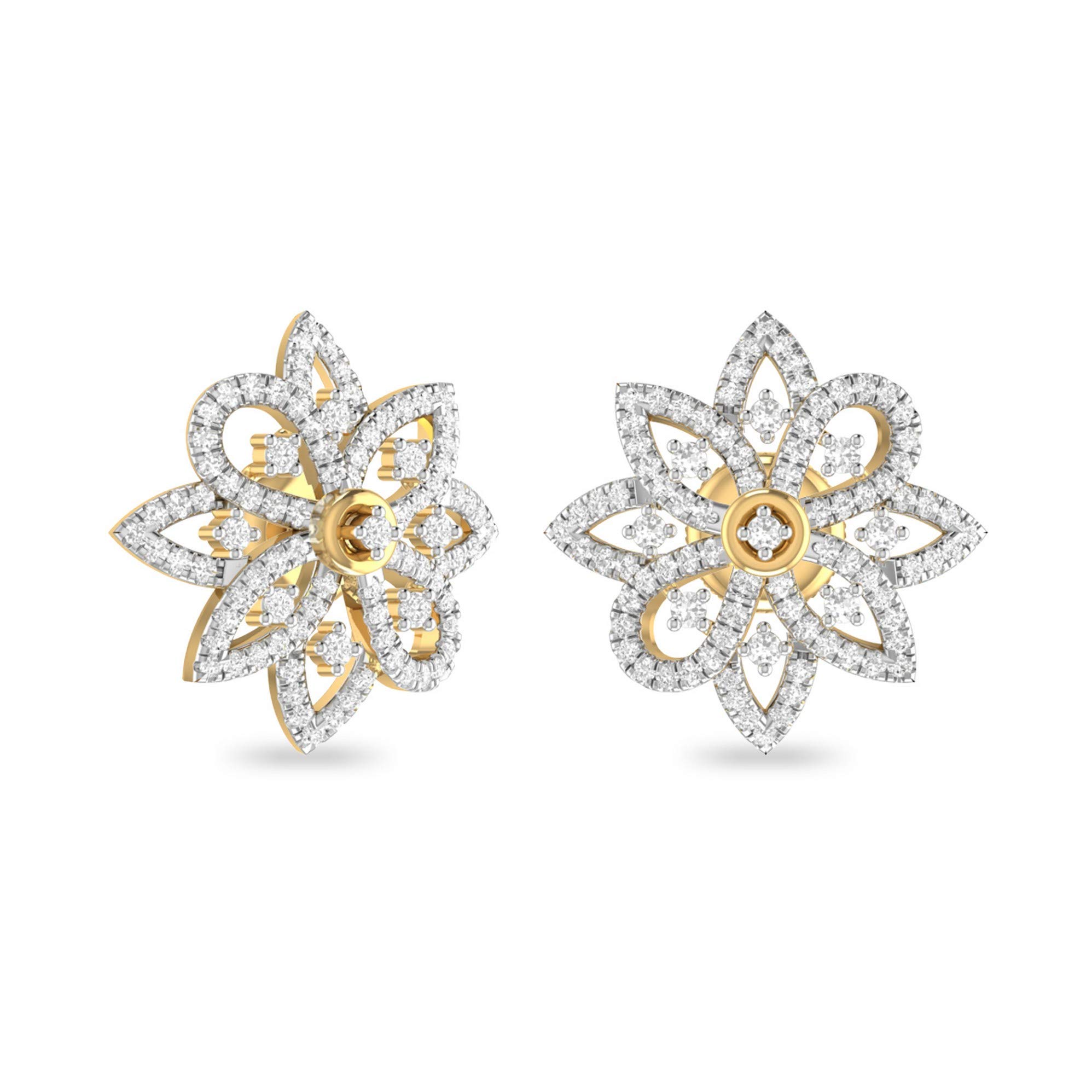 Yellow Gold and Solitaire Stud Earrings for Women-image-42