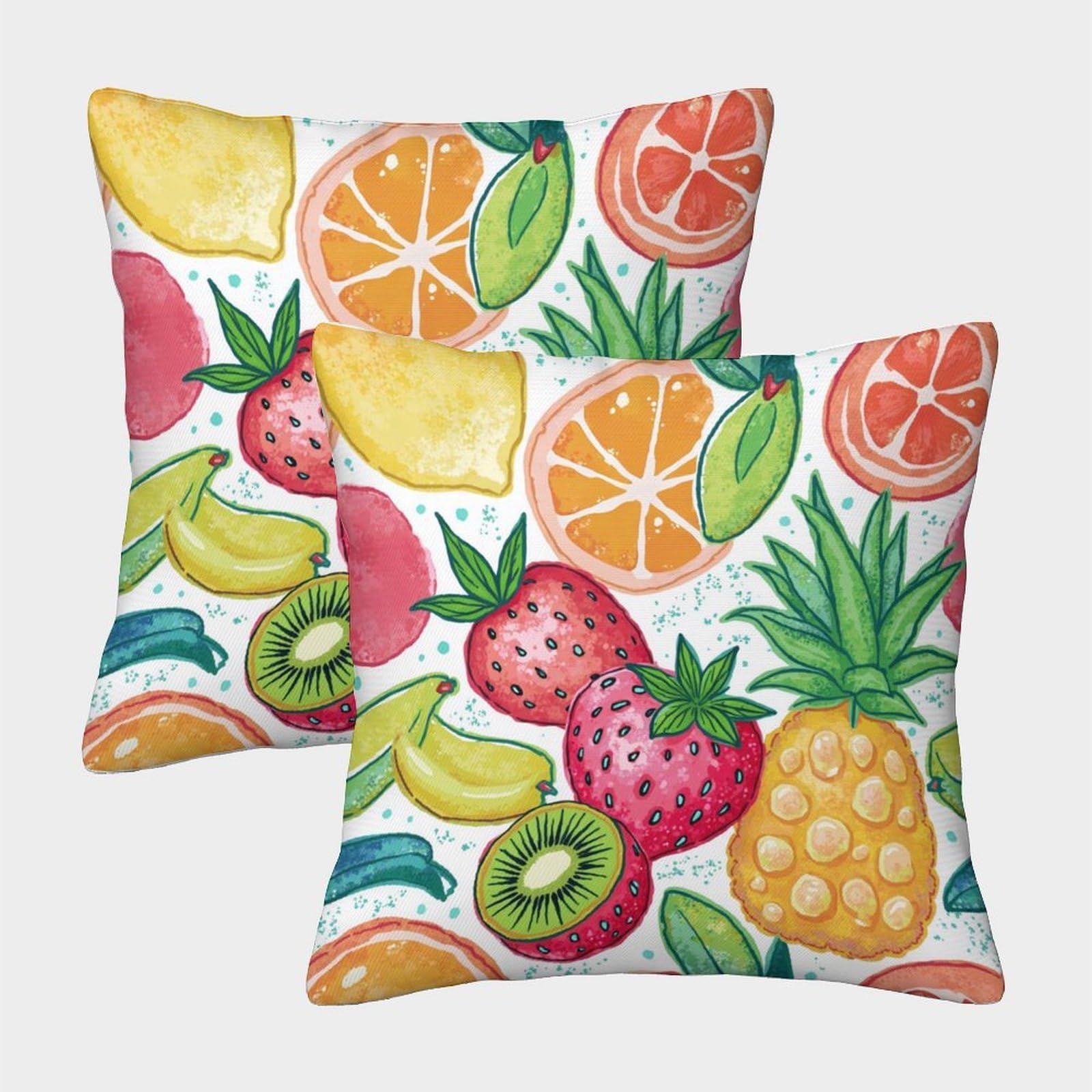 QFVANSIYO Vibrant 3D Printed Fruit Pattern Pillowcase Microfiber Bedroom Decor Fruit Pillow Cover Soft Breathable for Adults Teens 50x50cm