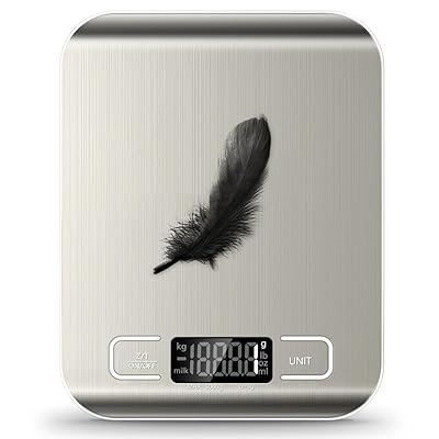 Food Scale, 11lb Kitchen Scale with 6 Units Tare Function & LCD Display, 0.05oz/1g Stainless Steel Digital Food Scale Grams and Ounces for Baking, Cooking, Dieting and Meal Prep (Batteries Included)