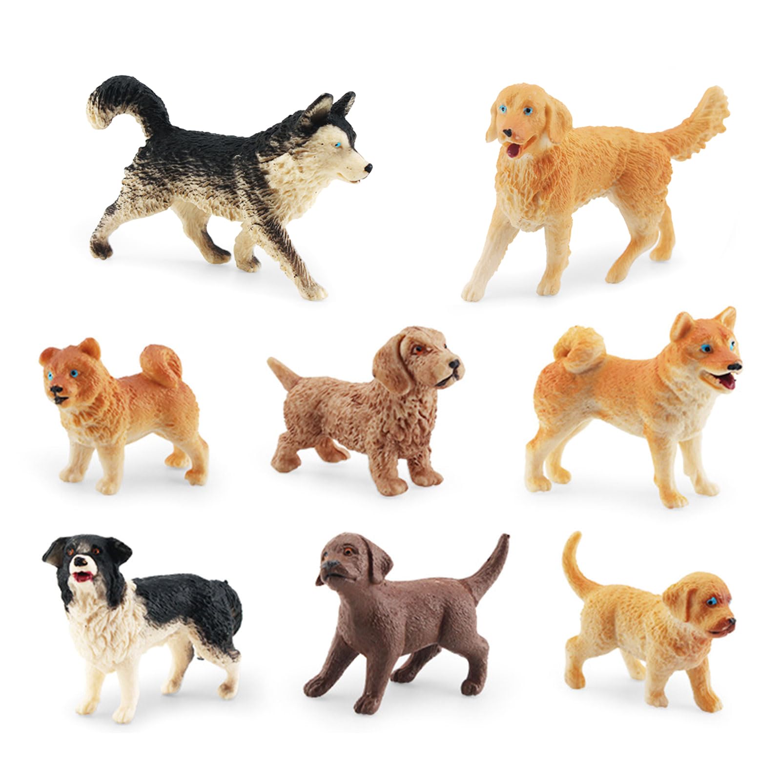 Bigula Boys Multicolor 8Pcs Dog Figurines Playset Realistic Detailed Puppy Figures Hand Painted Dog Figures Toy Set Cake Toppers Dog Cake Figurine