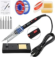 Vista 9 de Kit de soldador, 80W 110V soldadores eléctricos digitales mejorados, con pantalla LCD, herramienta de soldadura de temperatura ajustable 39 en 1