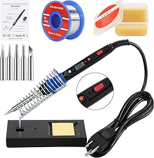 Soldering Iron Kit, 80W 110V LCD Digital Welding Tools, 356-896℉(180-480℃), Portable Adjustable Temperature Solder Irons, for Metal, Jewelry, Electric Repairing, DIY